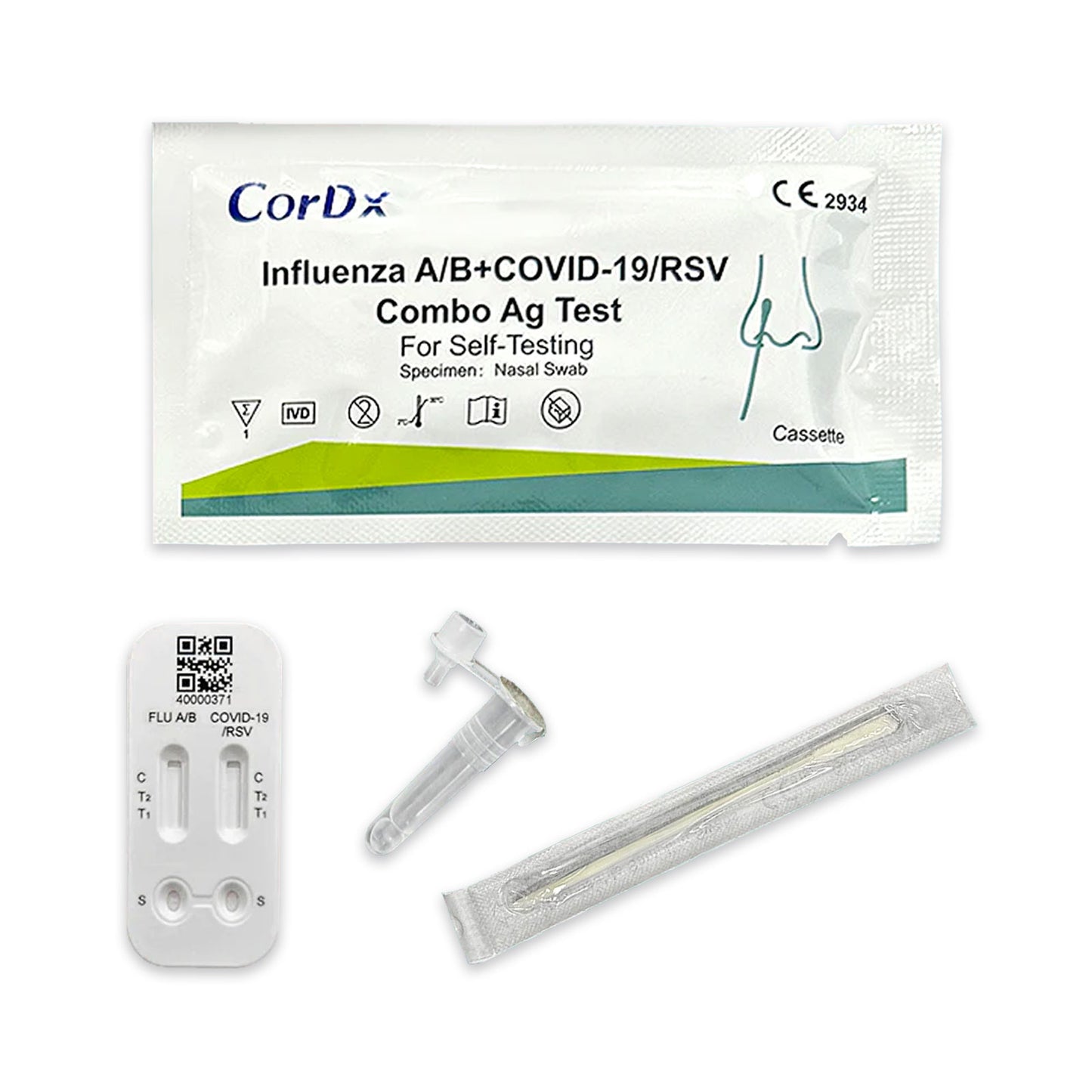 CorDx 4in1 Testkit Inhalt - Testkassette, Puffer und Gebrauchsanweisung - Med-Praxisbedarf