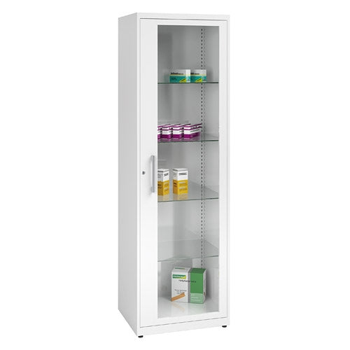 Verbandstoff- und Medikamentenschrank | schmal lichtgrau (RAL 7035) | günstig kaufen