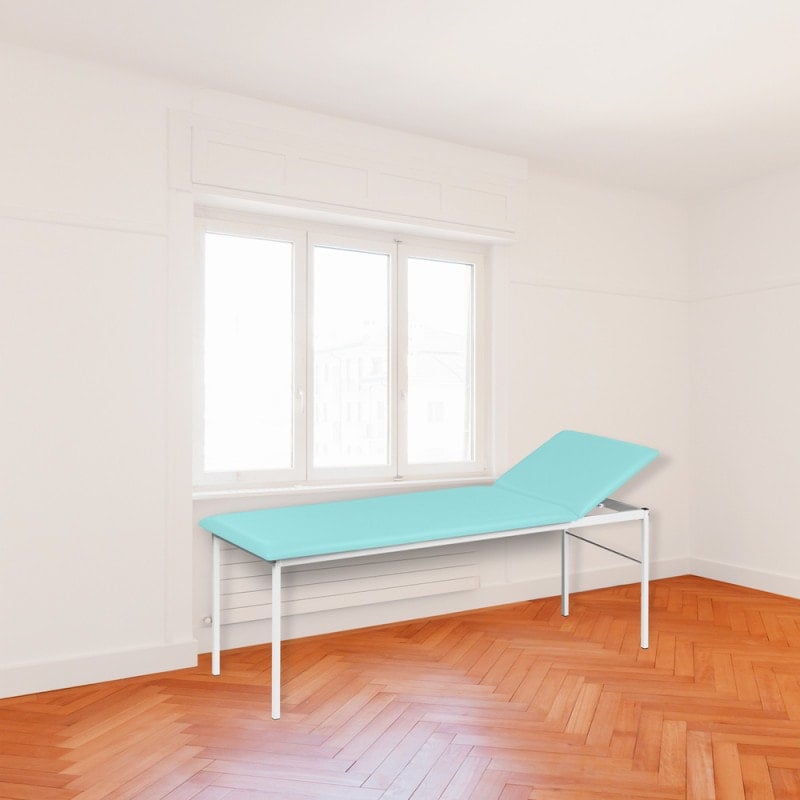 Praxisliege, Kopfteil mehrstufig verstellbar - mit abnehmbarem Bezug aus Kunstleder - Med-Praxisbedarf