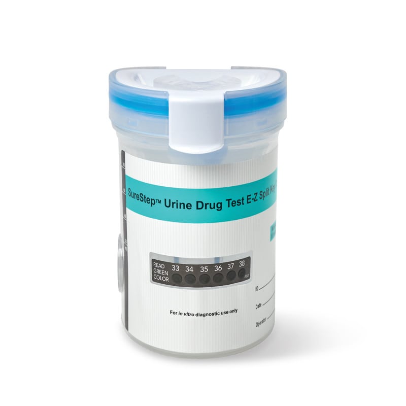 SureStep™ Urin-Drogentest EZ-Split Key Cup für 9 Substanzen - praktischer Schnelltest-Becher von Abbott - Med-Praxisbedarf