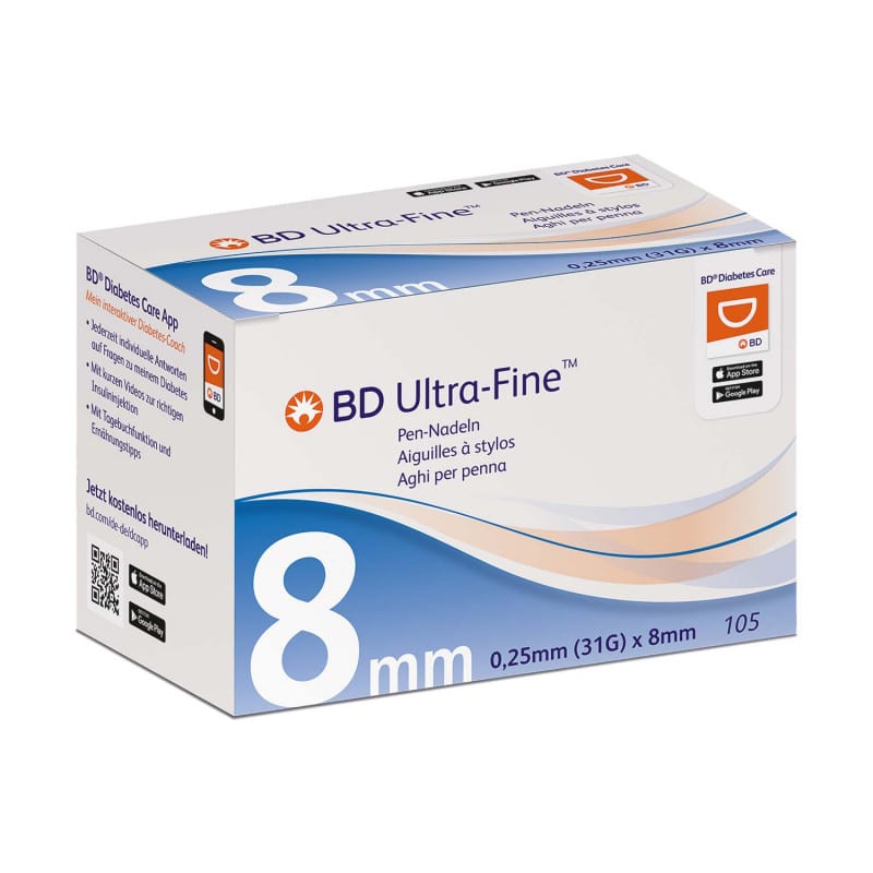 BD Ultra-Fine Pen-Nadeln Einzeldarstellung - dünnwandig für schmerzarme Injektion - Med-Praxisbedarf