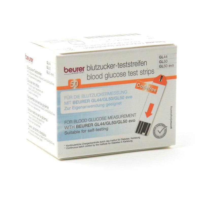 Blutzucker Teststreifen für Beurer GL50 - Packung mit 50 Streifen, zuverlässige Messung - Med-Praxisbedarf