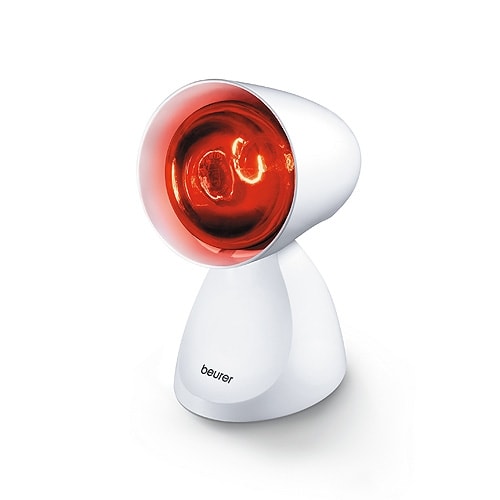 Infrarotlampe Beurer Gerät in Anwendung - medizinische Wärmebehandlung für schmerzende Stellen - Med-Praxisbedarf