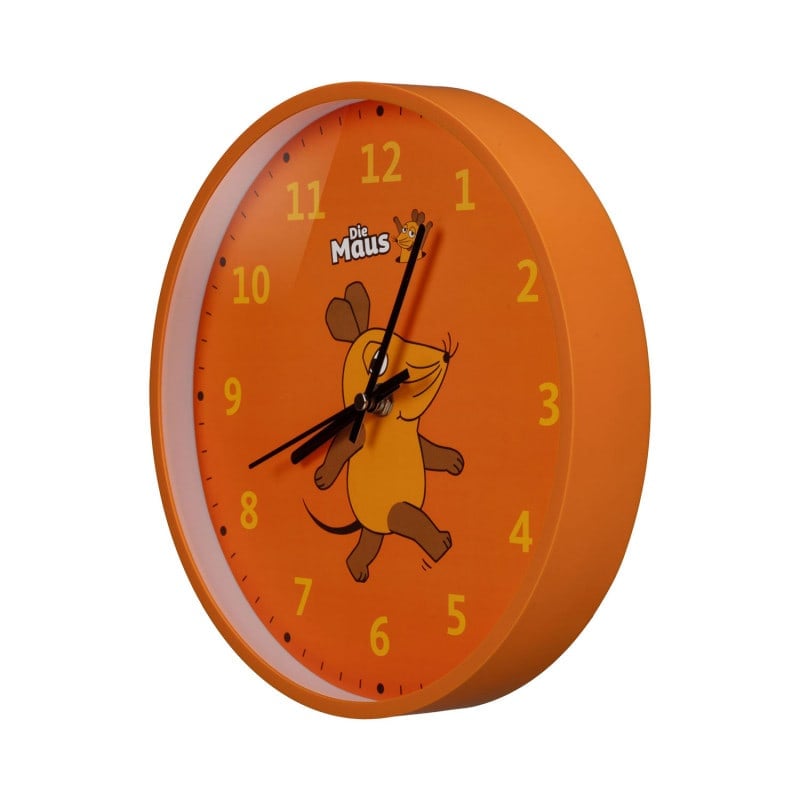 DieMaus Wanduhr Detail - großer Sekundenzeiger, geräuschlos, Ziffernblatt für Kinder - Med-Praxisbedarf