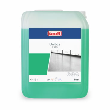 Buzil Unibuz G 235 Reiniger im Einsatz - für alle wasserbeständigen Böden, konzentriert - Med-Praxisbedarf