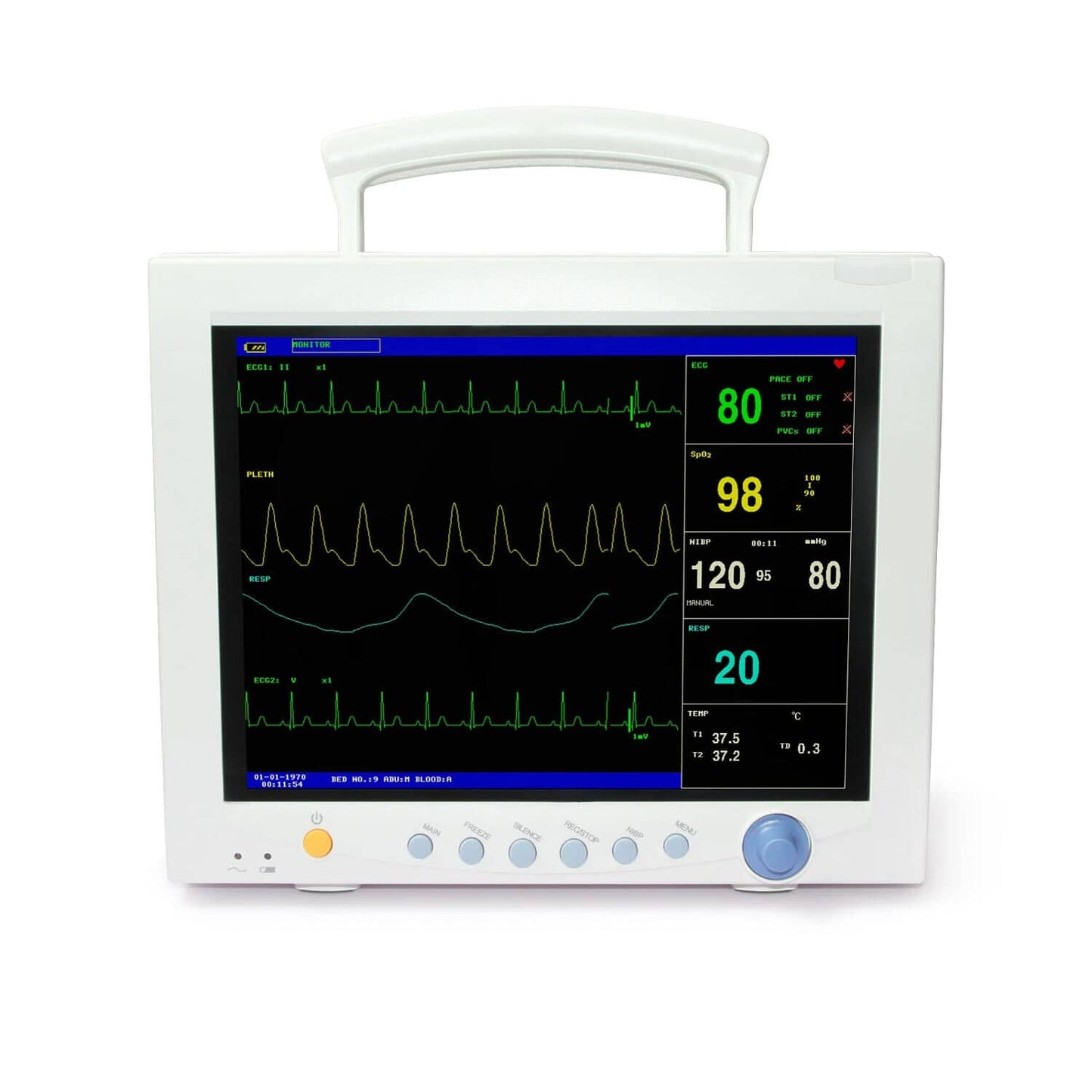 Contec Patientenmonitor CMS 12,1 Zoll - klinischer Monitor für Erwachsene, Kinder und Neugeborene - Med-Praxisbedarf