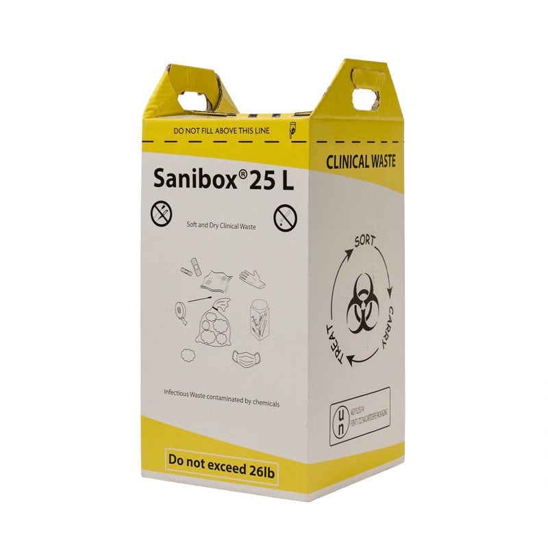 Sanibox gelbe Entsorgungsbox - sicherer Transport, faltbar, für Arztpraxen - Med-Praxisbedarf