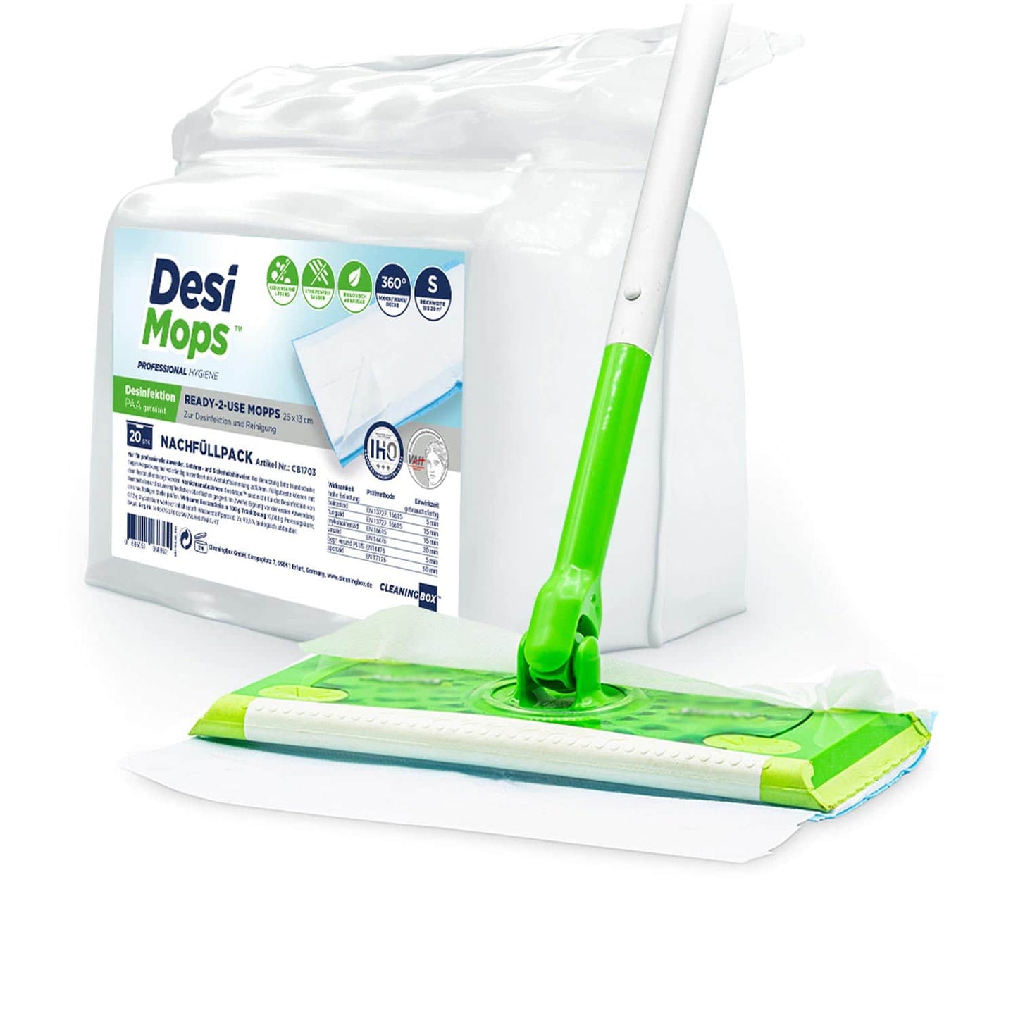 DesiMops 360° Desinfektionsmopps Nachfüllpack - für Flächendesinfektion, von CleaningBox - Med-Praxisbedarf