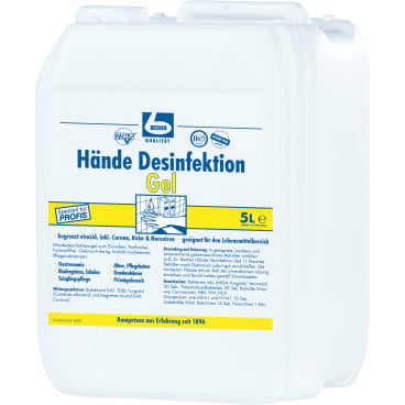 Hände Desinfektion Gel von Dr. Becher - Flasche mit Spender für professionelle Händehygiene - Med-Praxisbedarf
