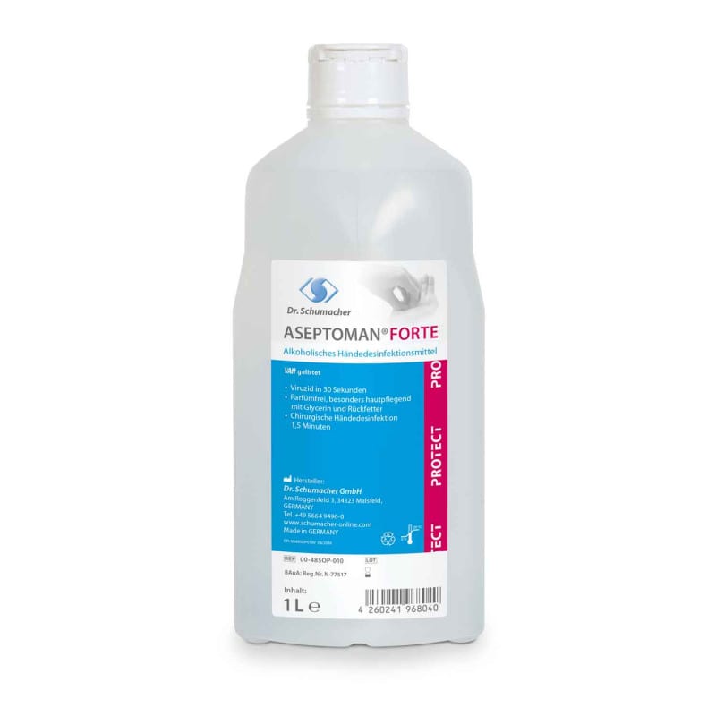 Händedesinfektion Aseptoman Forte - alkoholisches Desinfektionsmittel von Dr. Schumacher - Med-Praxisbedarf