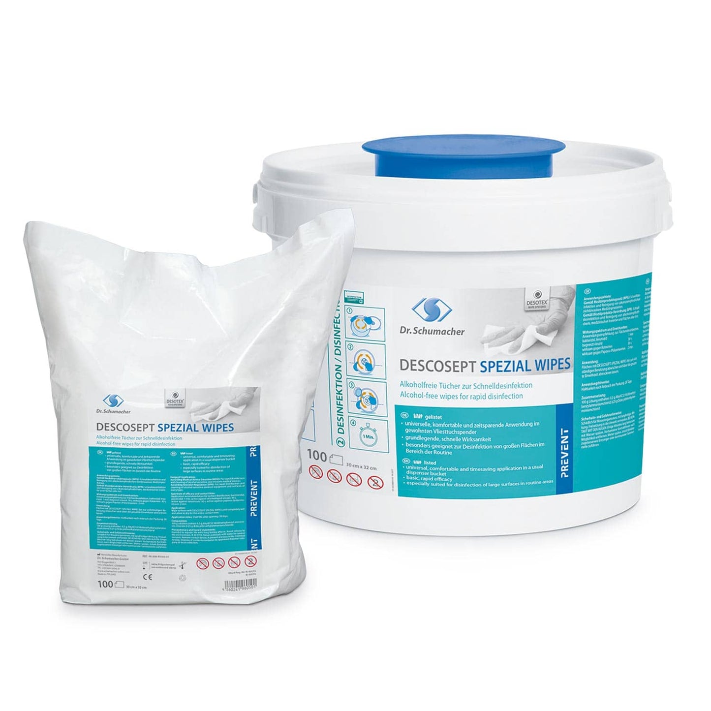 DESCOSEPT SPEZIAL WIPES Nachfüllpack - Praktische Großpackung Desinfektionstücher von Dr. Schumacher - Med-Praxisbedarf