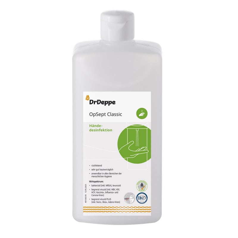 OpSept Classic Desinfektionsmittel Flasche - 500 ml, mit Dosierpumpe für hygienische Händedesinfektion - Med-Praxisbedarf