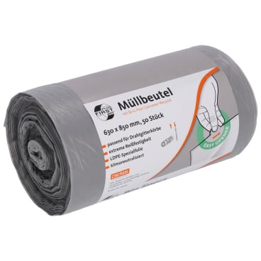 DEISS FIRST PLUS pcr Müllbeutel 80 Liter grau - für medizinischen Abfall, recyceltes Material - Med-Praxisbedarf