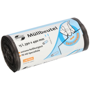 Graue Mülltüte 15 Liter von DEISS UNIVERSAL PLUS - für medizinische Einrichtungen und Praxen - Med-Praxisbedarf