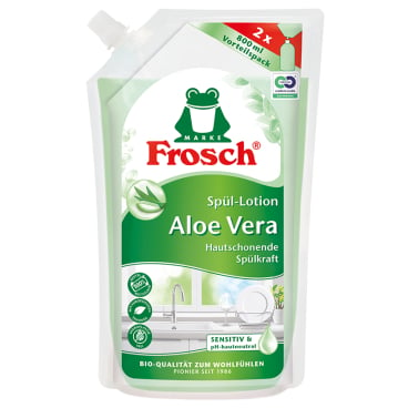 Frosch Aloe Vera Spülmittel fettlösend - für strahlenden Glanz, ergiebiges Geschirrreiniger-Konzentrat - Med-Praxisbedarf