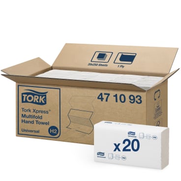 1-lagige Universal Papierhandtücher H2 - Tork Xpress Multifold-Handtücher für Klinik und Praxis - Med-Praxisbedarf