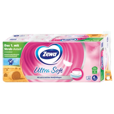 Zewa Ultra Soft 4-lagiges Toilettenpapier - mit innovativem Strohanteil, zuverlässig und weich - Med-Praxisbedarf