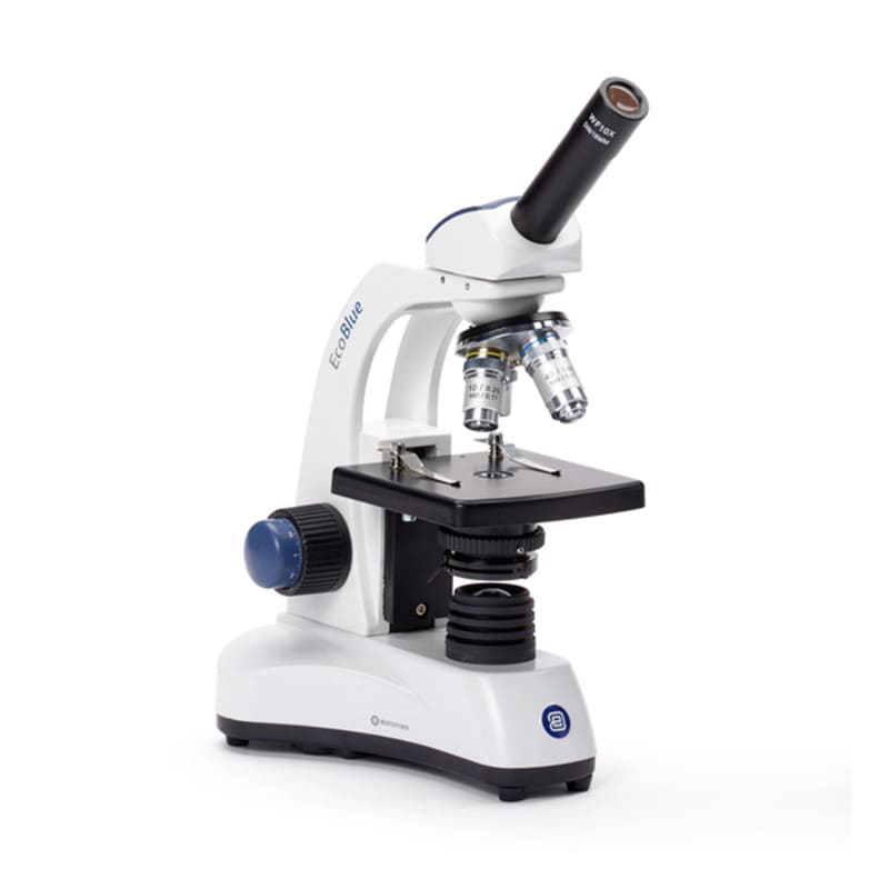 Monokular-Mikroskop Euromex EcoBlue - Schülermikroskop mit LED-Beleuchtung, Objektivrevolver - Med-Praxisbedarf