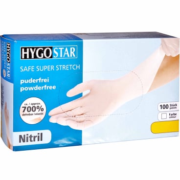 Nitrilhandschuhe weiß Super Stretch - Einmalhandschuhe für sensible Arbeiten - Med-Praxisbedarf