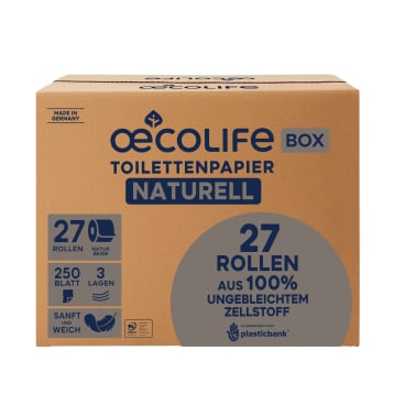 Naturell Toilettenpapier 3-lagig Fripa oecolife - praktisches Hygieneprodukt für Arztpraxen - Med-Praxisbedarf
