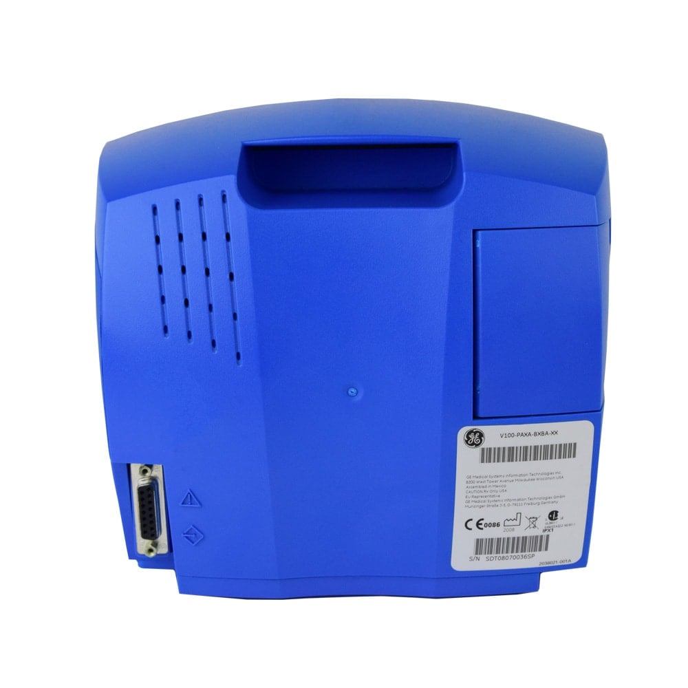 GE Carescape V100 Seitenansicht - Gehäuse und Anschlüsse des Patientenmonitors im Detail - Med-Praxisbedarf