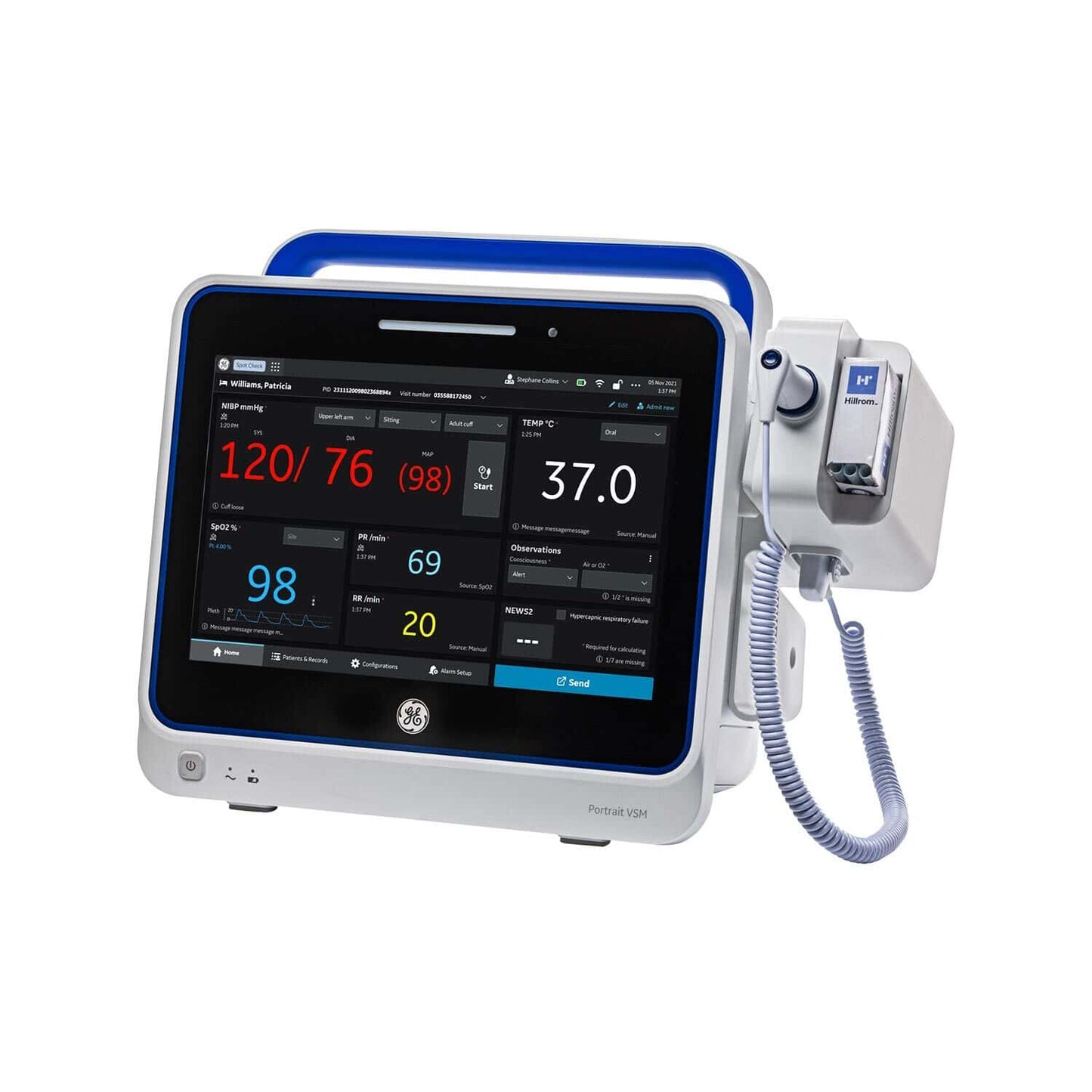 GE Portrait VSM Monitor Bedienoberfläche - Touchscreen mit intuitiver Menüführung - Med-Praxisbedarf