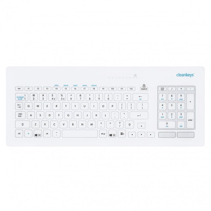 GETT Cleankeys Glas-Tastatur CK5 - robuste Glastastatur für medizinische Umgebungen, wasserdicht - Med-Praxisbedarf