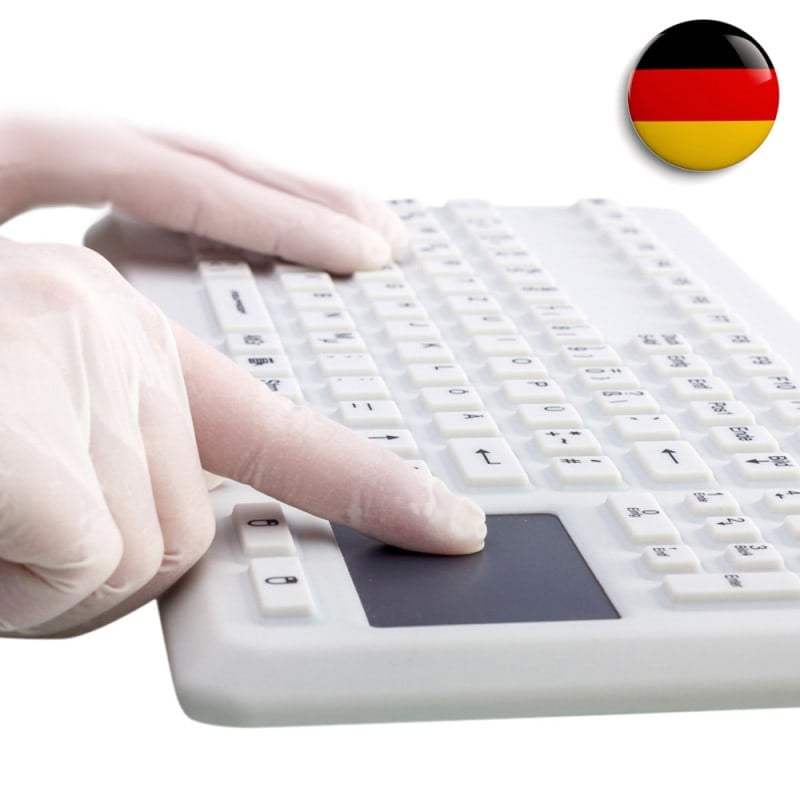 Silikon-Computer-Tastatur für Medizinbereich - Wassergeschützt IP68, leicht zu reinigen - Med-Praxisbedarf
