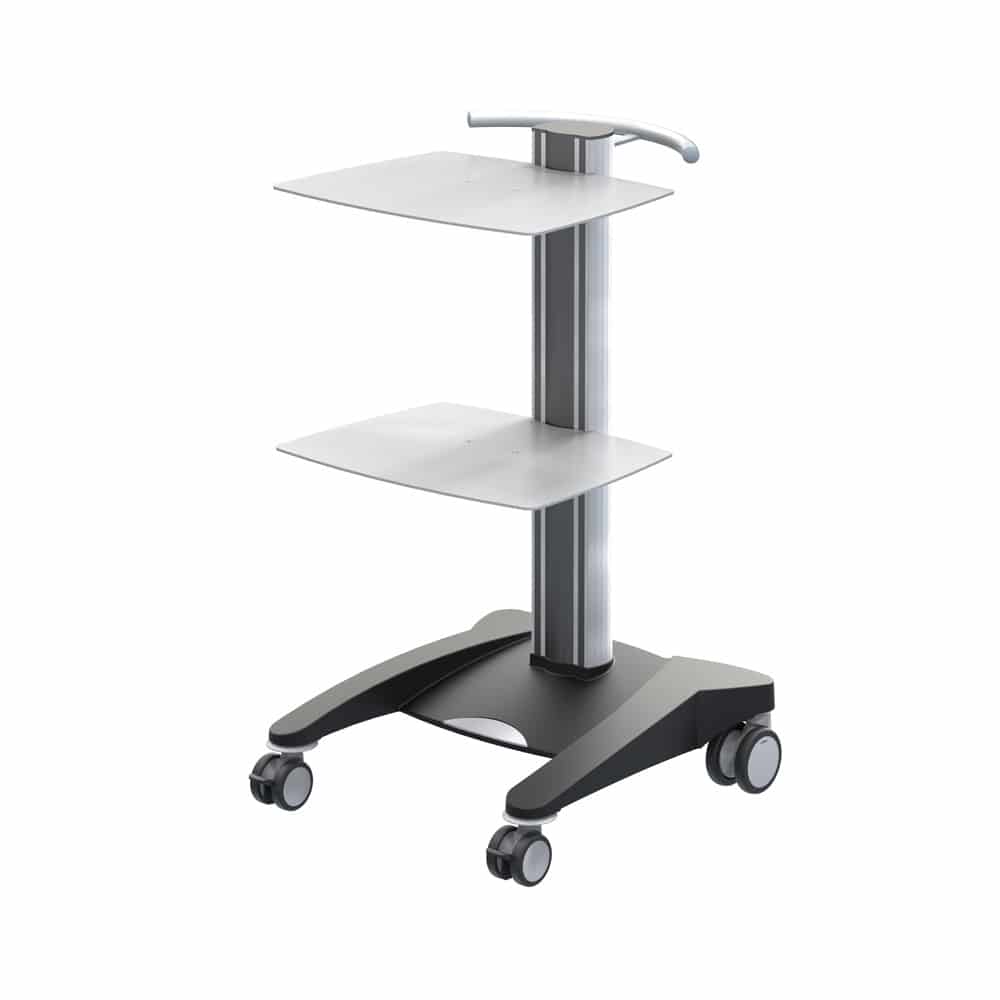 fuego-metal 2 Gerätewagen - zwei Metall-Ablageplatten in Telegrau (RAL 7045) - Med-Praxisbedarf