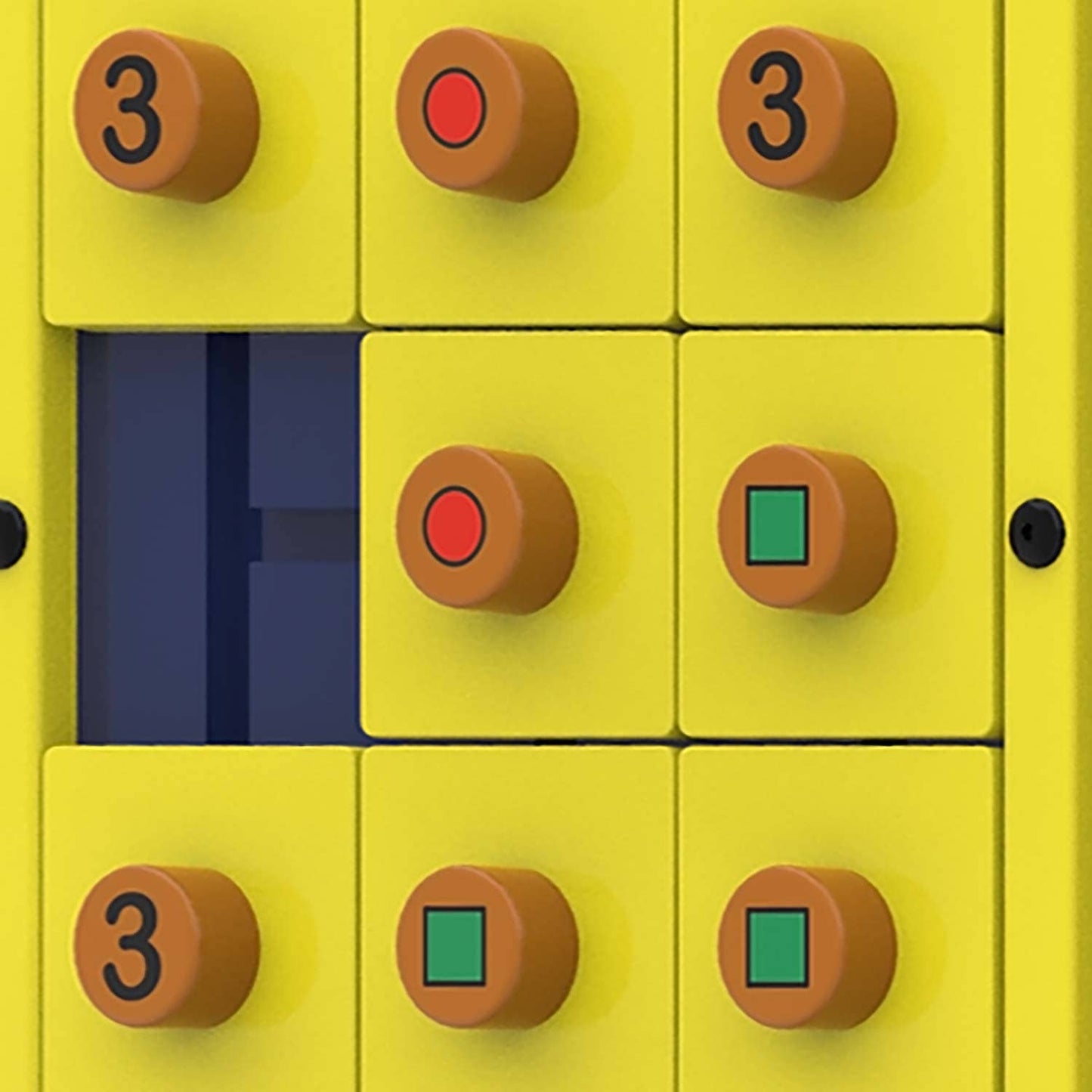 Logik im Quadrat Schiebespiel - IKC Spielmodul für Wartebereiche, 70cm hoch, Holzspielzeug - Med-Praxisbedarf