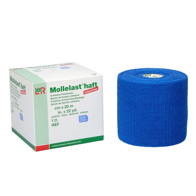 Kohäsive Binde Mollelast haft color - latexfrei, haftend nur an sich selbst, farbig - Med-Praxisbedarf