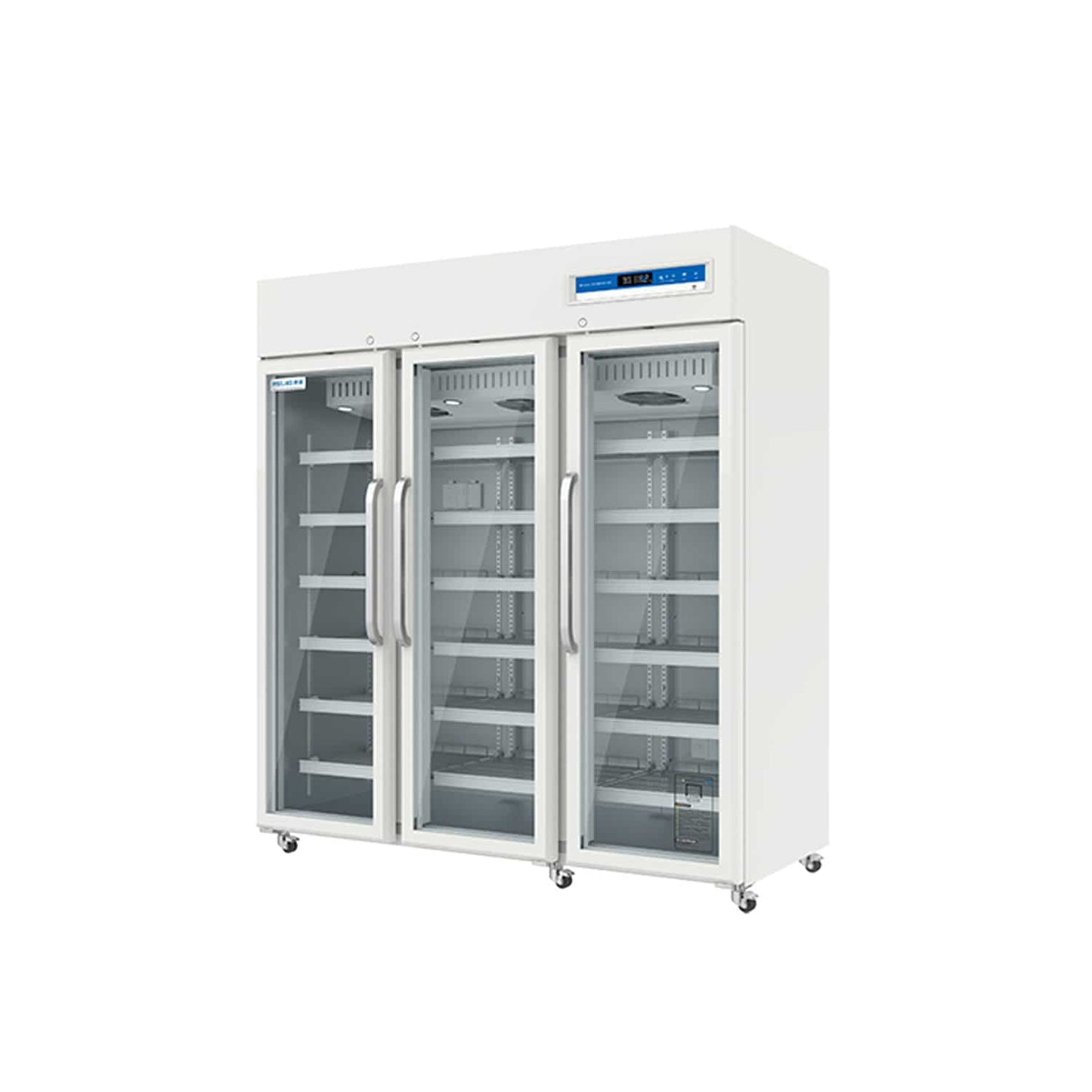 Medikamenten-Kühlschrank YC-1505L mit geöffneter Tür - Übersichtlicher Innenaufbau und Beleuchtung - Med-Praxisbedarf