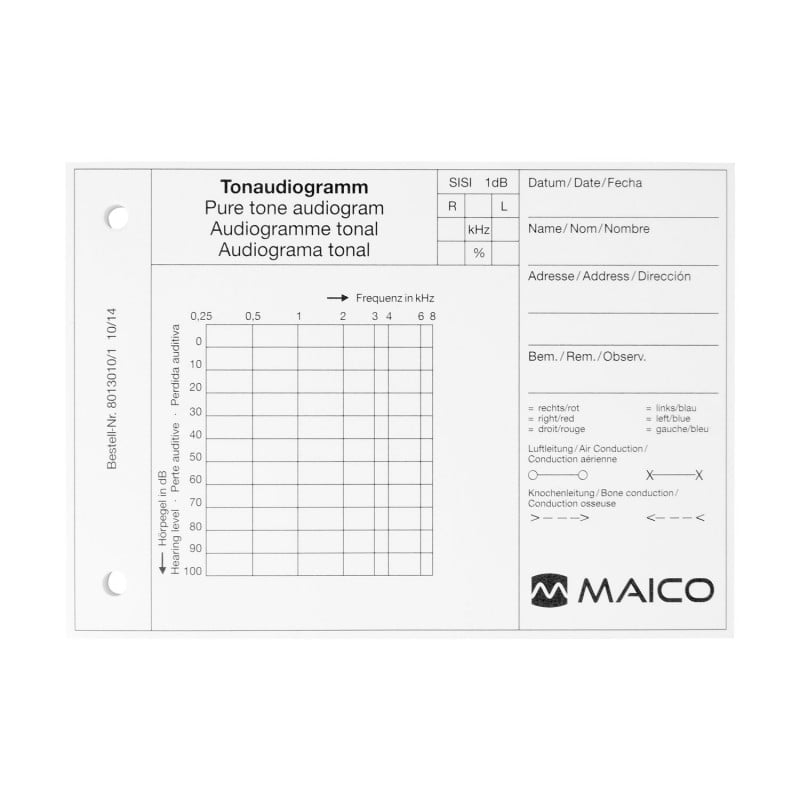 Tonaudiogrammblock für Maico ST20 - Dokumentationsblock für Hörtests, passend für Audiometer - Med-Praxisbedarf