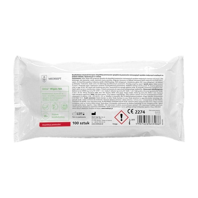 Velox Wipes NA Tücher Packung - zur Schnelldesinfektion von Oberflächen in der Praxis - Med-Praxisbedarf