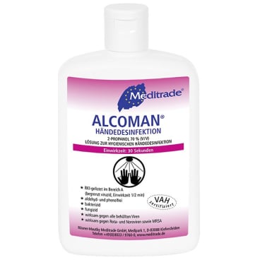ALCOMAN Händedesinfektionsmittel Flasche - schnelle Händedesinfektion, viruzid und bakterizid - Med-Praxisbedarf