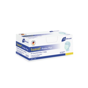 Einmalmundschutz Suavel Protec Plus - medizinisch, blau, dreilagig - Med-Praxisbedarf