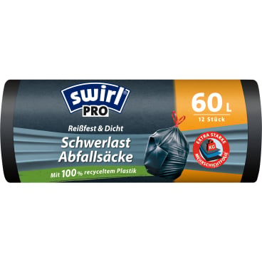 Schwerlast Müllsack 60 Liter Swirl PROFI - extra reißfest, für hohe Belastung - Med-Praxisbedarf