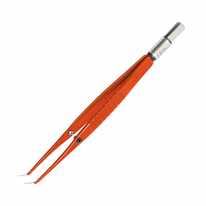 radioSURG® Antihaft-Pinzette - Nahaufnahme des Handgriffs und Anschlusses - Med-Praxisbedarf
