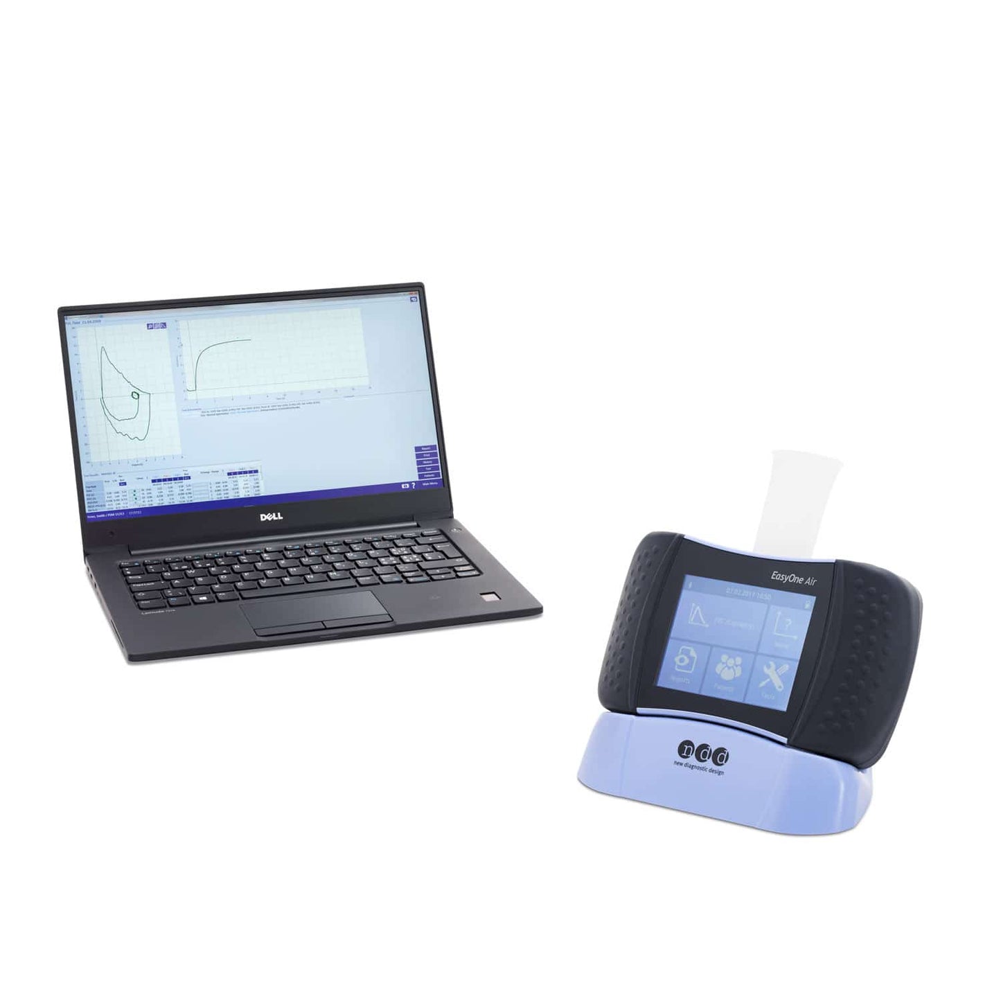 NDD EasyOne Air Spirometer in Anwendung - Handliches Spirometer für zuverlässige Atemflussmessungen - Med-Praxisbedarf