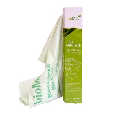 BIOMAT Bioabfallsack 120/140 Liter - kompostierbarer Müllbeutel für Biotonnen, hält Tonne sauber - Med-Praxisbedarf