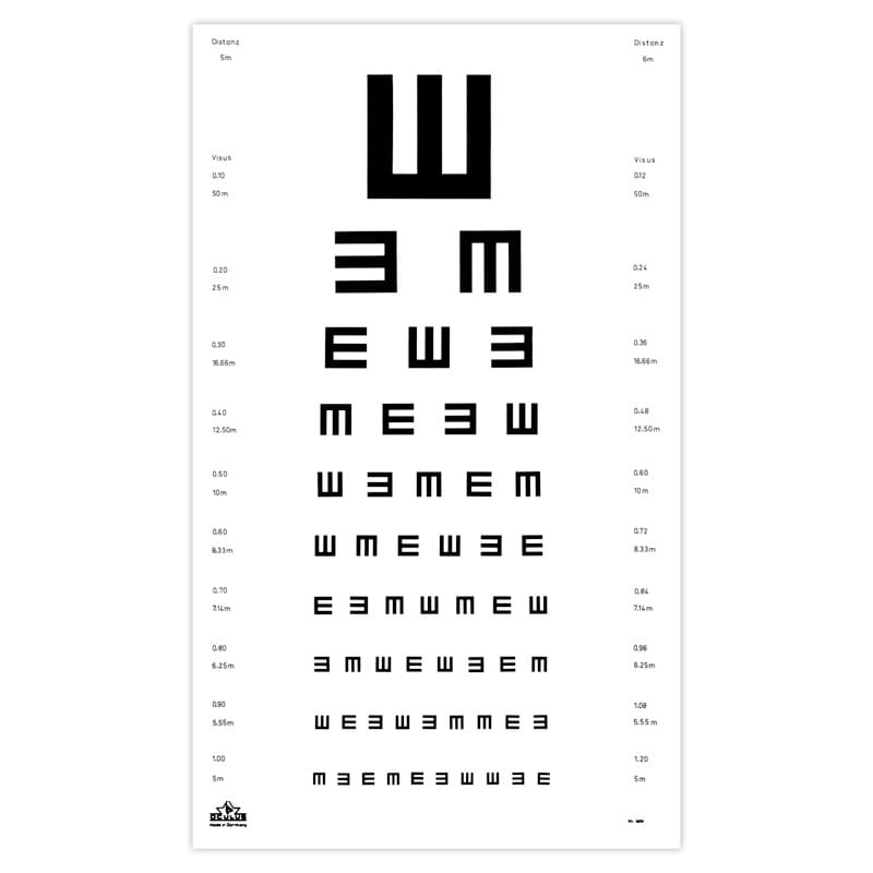 Sehprobentafel mit Buchstabenreihen - zur Visusbestimmung, medizinisches Optikgerät von Oculus - Med-Praxisbedarf