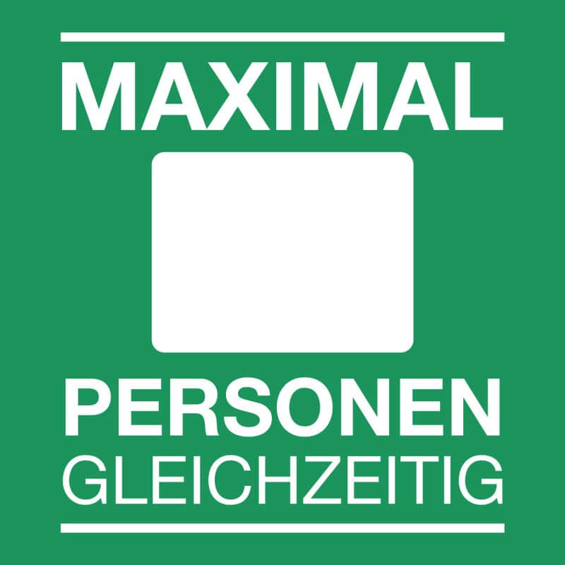 Aufkleber Maximal X Personen gleichzeitig - zur Einhaltung von Hygieneregeln und Abstandsgeboten - Med-Praxisbedarf