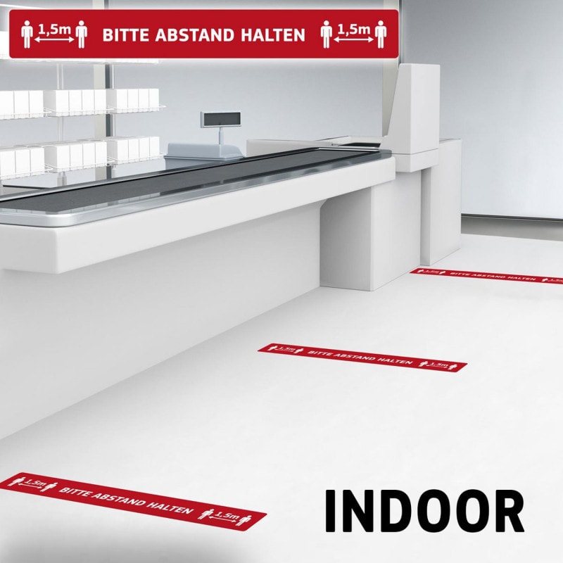 Fußbodenaufkleber Indoor - Abstandsmarkierung für Wartebereich, 1,5 Meter - Med-Praxisbedarf