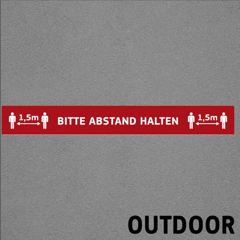 Fußbodenaufkleber Outdoor - wetterfeste Abstandsmarkierung mit Aufdruck Bitte Abstand halten - Med-Praxisbedarf
