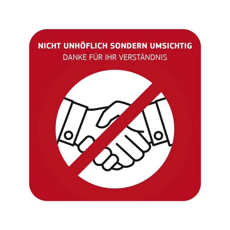 Praktisches Hygiene-Hinweisschild - zeigt Abstandsgebote und Verhaltensregeln - Med-Praxisbedarf