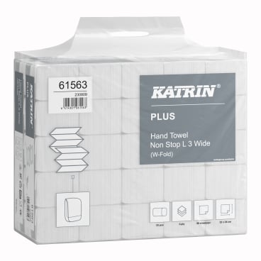 KATRIN Plus W-Falz Falthandtücher Non Stop L Wide - 90 Blatt, breites Format für Pflegeeinrichtungen - Med-Praxisbedarf