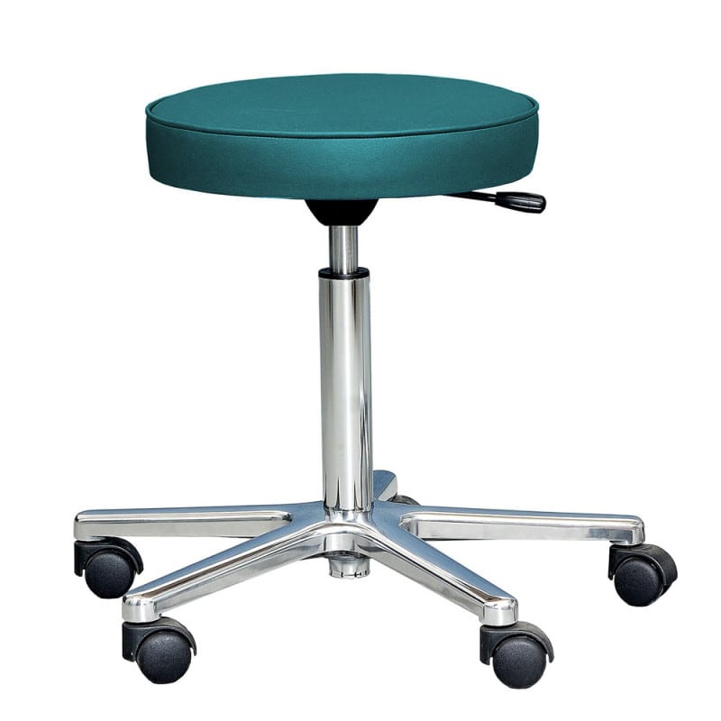 Laborhocker ohne Armlehnen - flexibel einsetzbar, Fußring und Räder - Med-Praxisbedarf