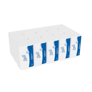 Packung SCOTT Essential Falthandtücher, 1-lagig - wirtschaftliche Handtücher 21 cm x 20 cm - Med-Praxisbedarf
