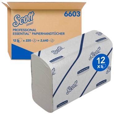 SCOTT Essential Papierhandtücher weiß 2-lagig - 21,2 x 18,6 cm für Arztpraxen und Kliniken - Med-Praxisbedarf
