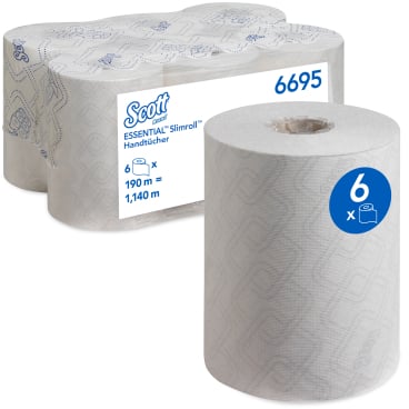 SCOTT Essential Slimroll Rollenhandtücher 19,8 cm x 190 m - platzsparende Handtuchrolle für Waschräume - Med-Praxisbedarf